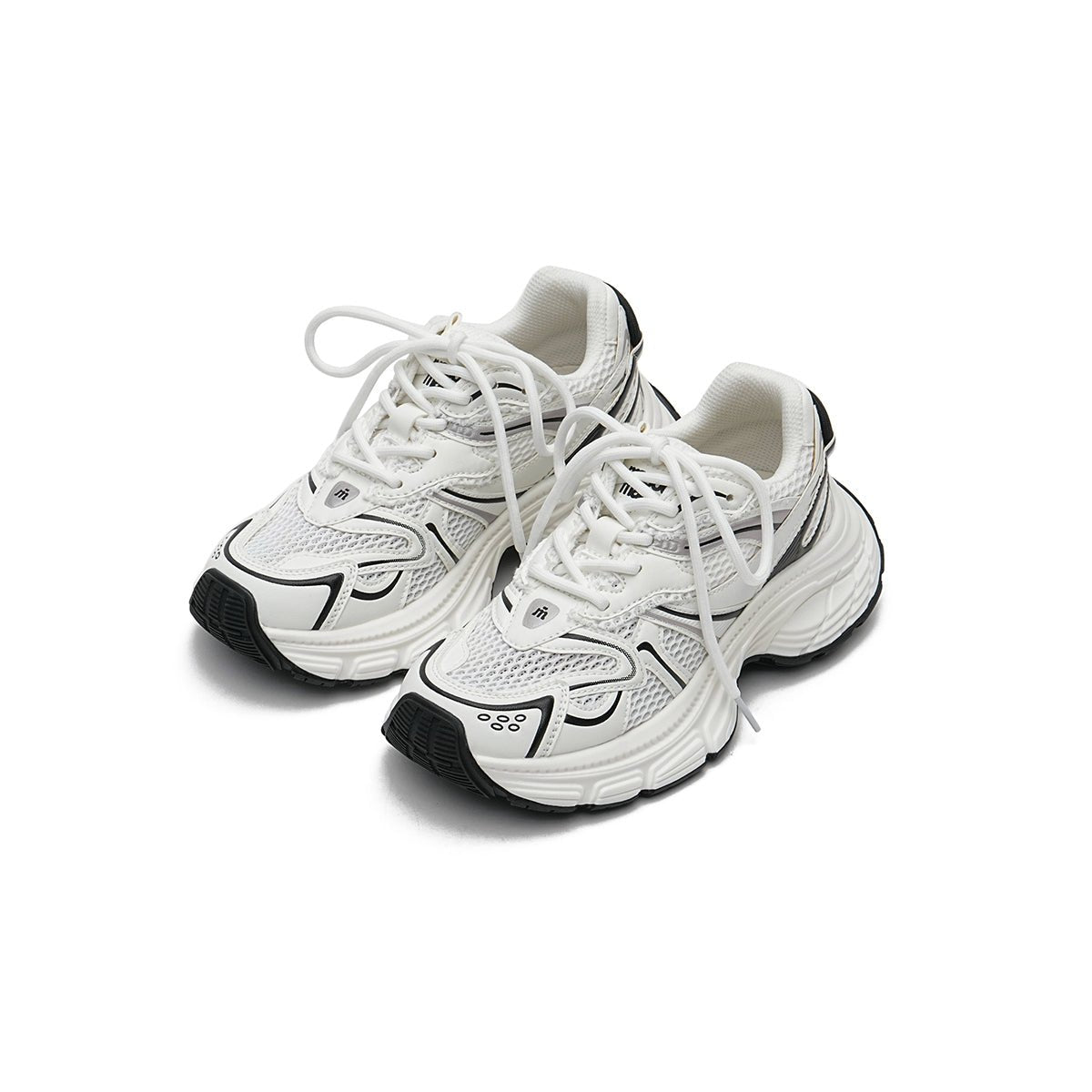 chunky thick sole running shoes all white 2