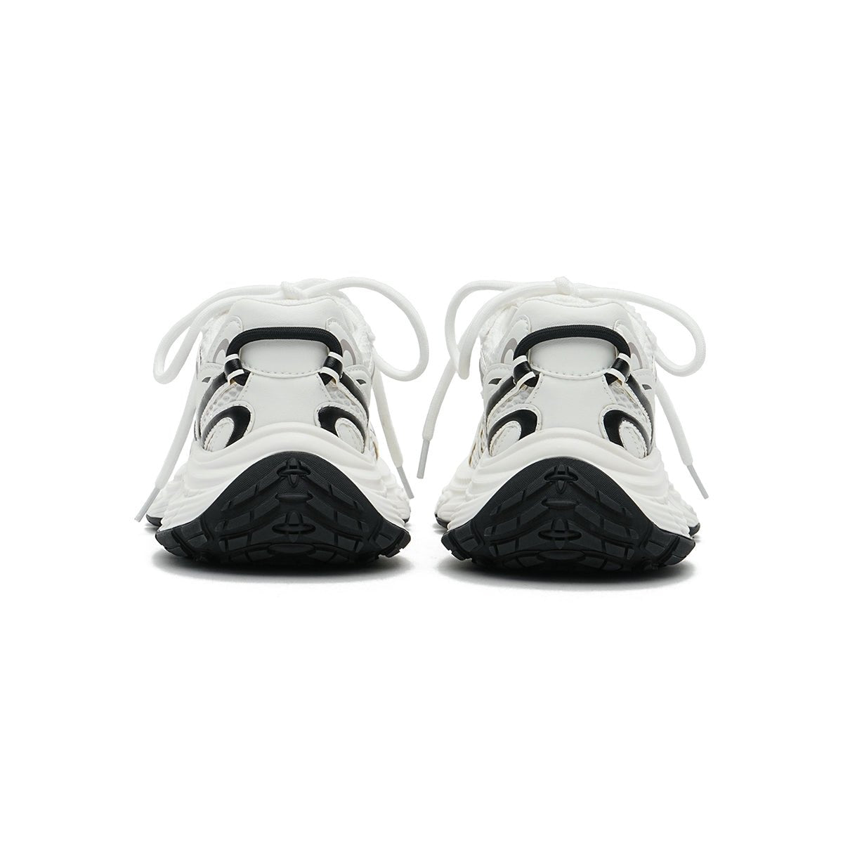 chunky thick sole running shoes all white 3