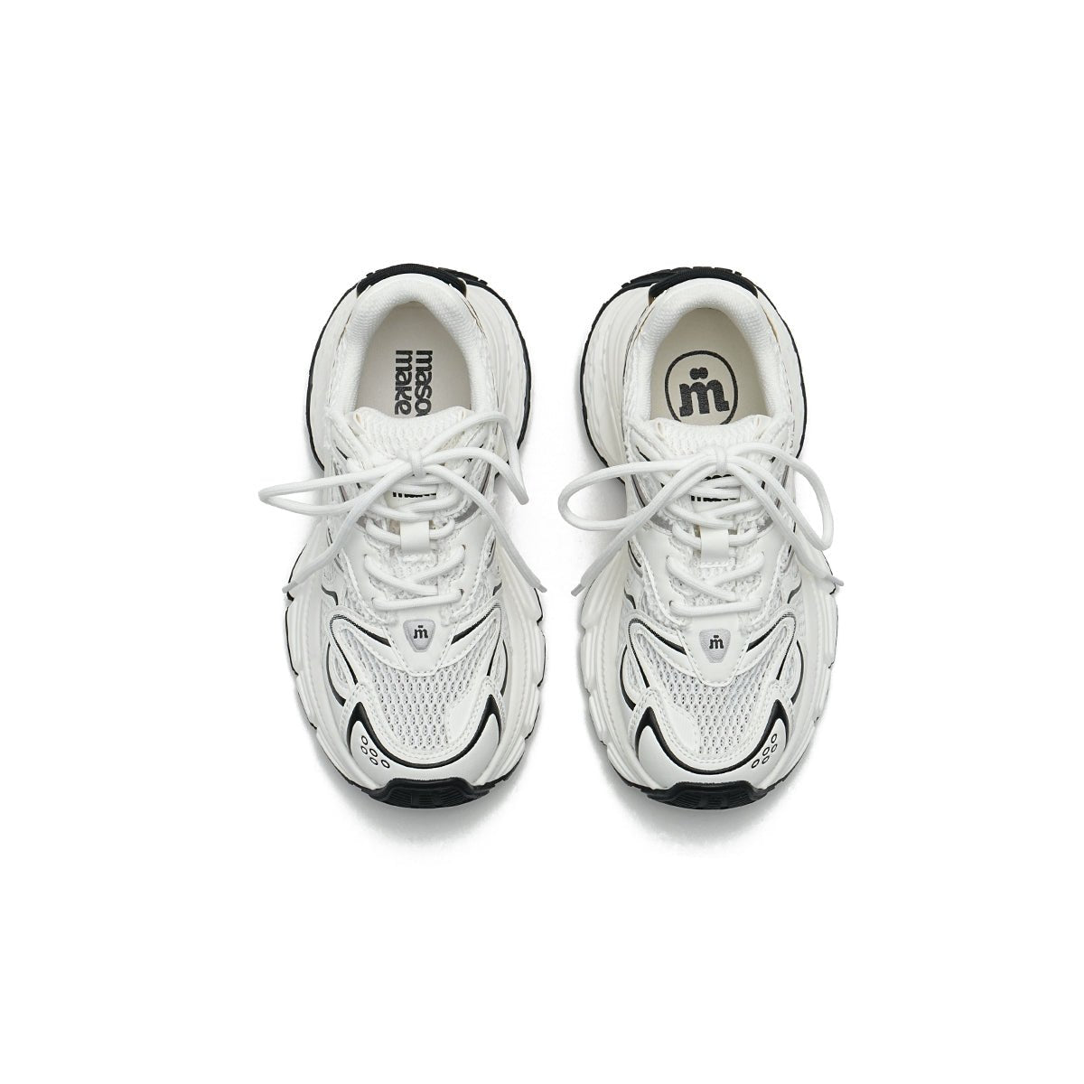 chunky thick sole running shoes all white 5