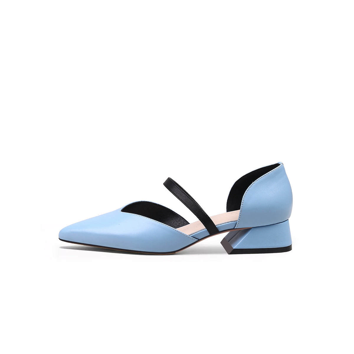 city casual cut out heels all blue 1