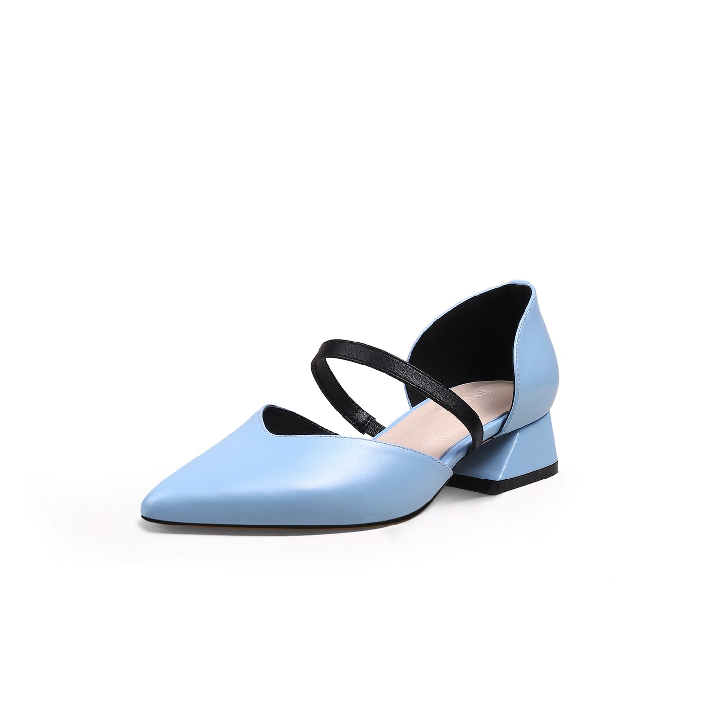 city casual cut out heels all blue 2