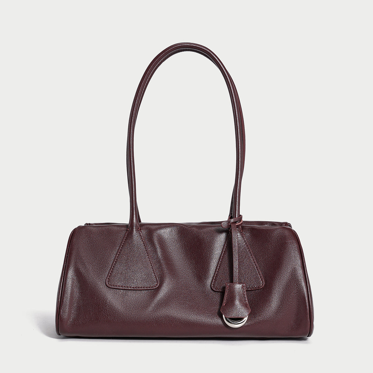 classic baguette leather shoulder bag maroon 1