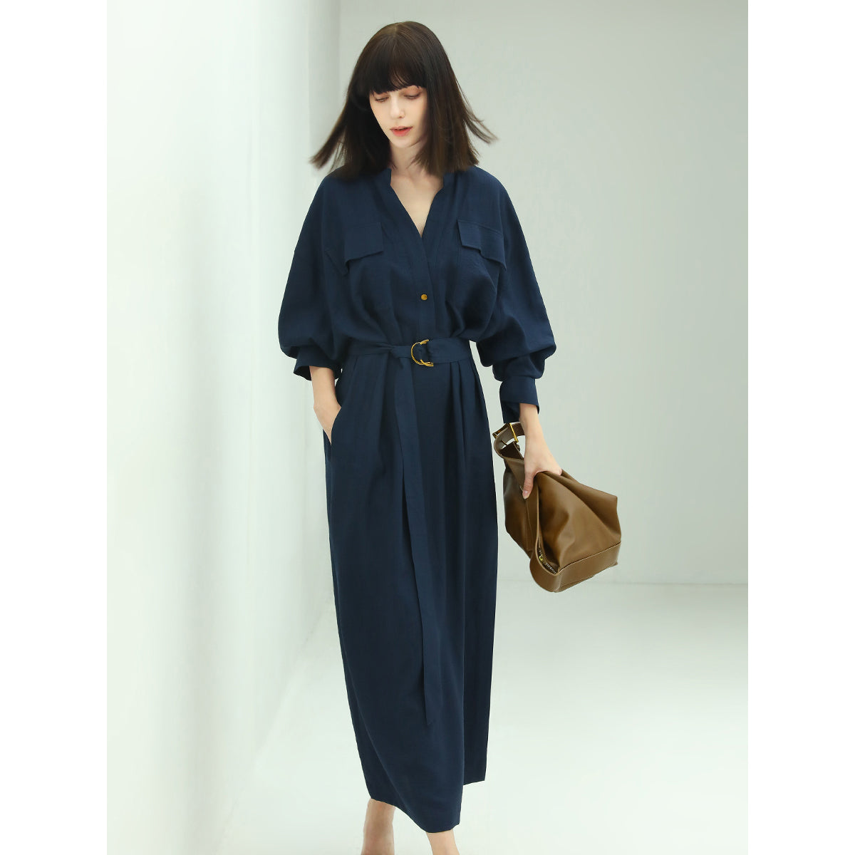 classic belted navy shirt dress all navy 2