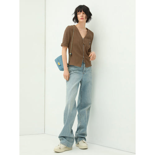 Classic Bleached Low Waist Straight leg Blue Jeans