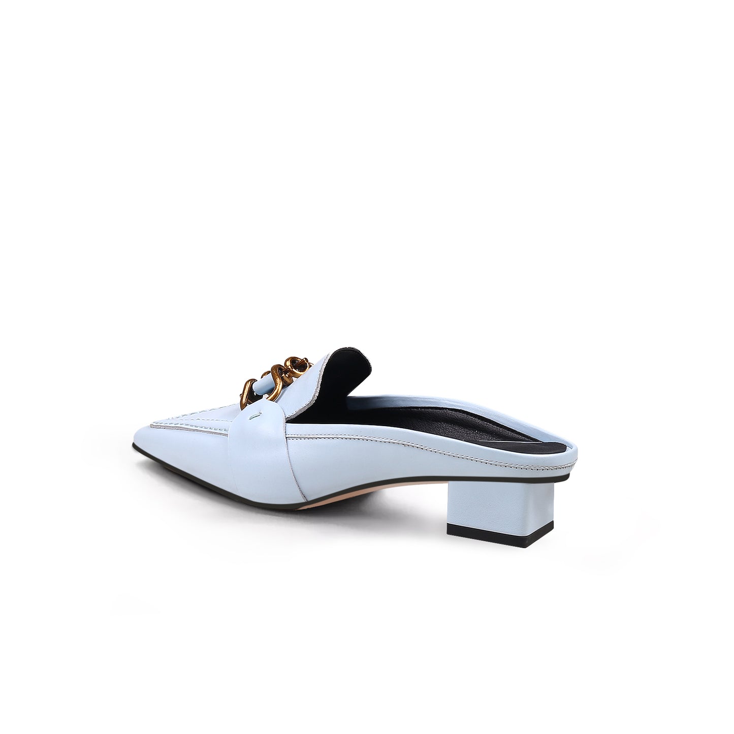 classic chain slip on mules all blue 4