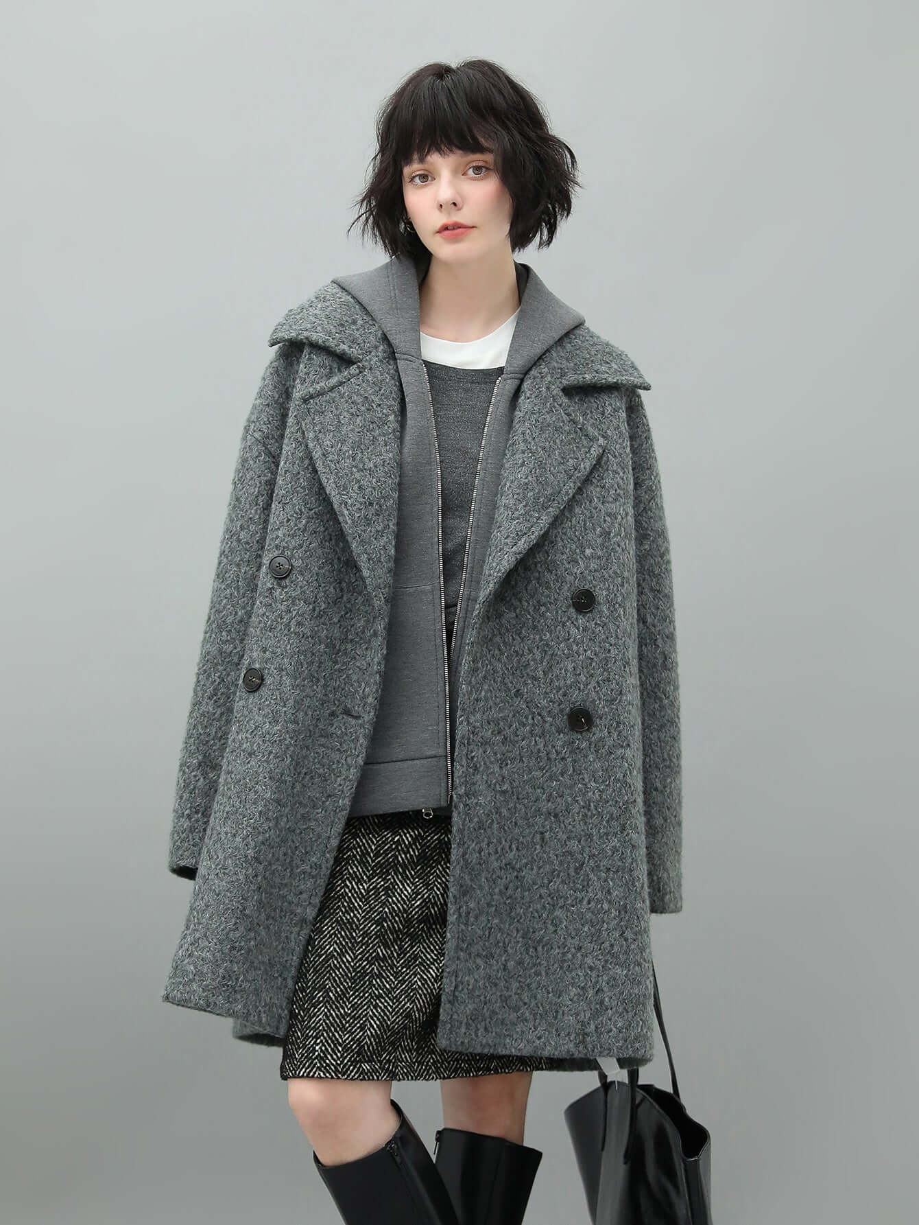 Classic Double Breasted Napoleonic Grey Trench Coat