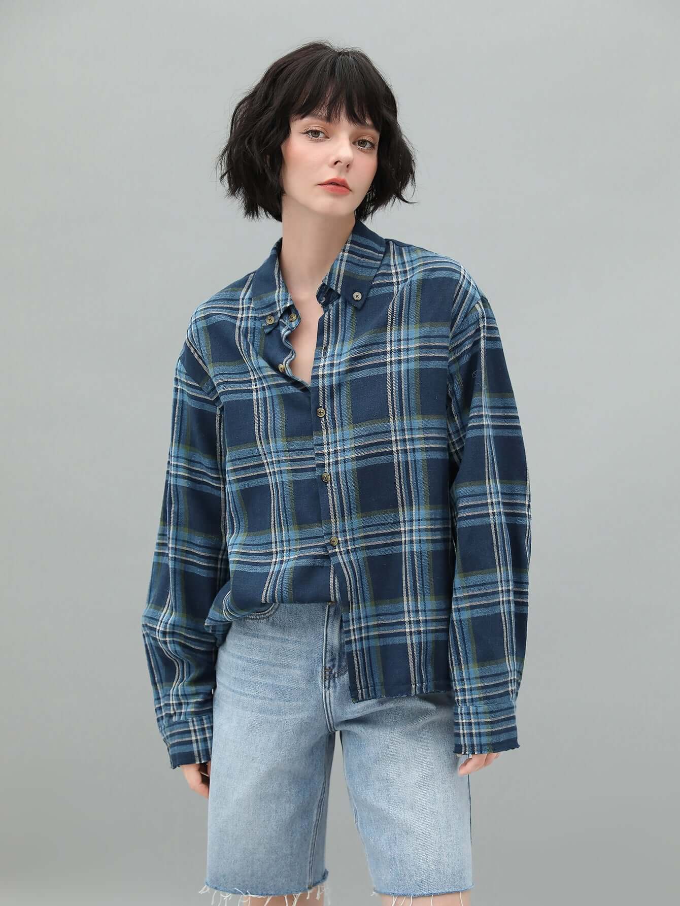 classic everyday plaid shirt all blue 2