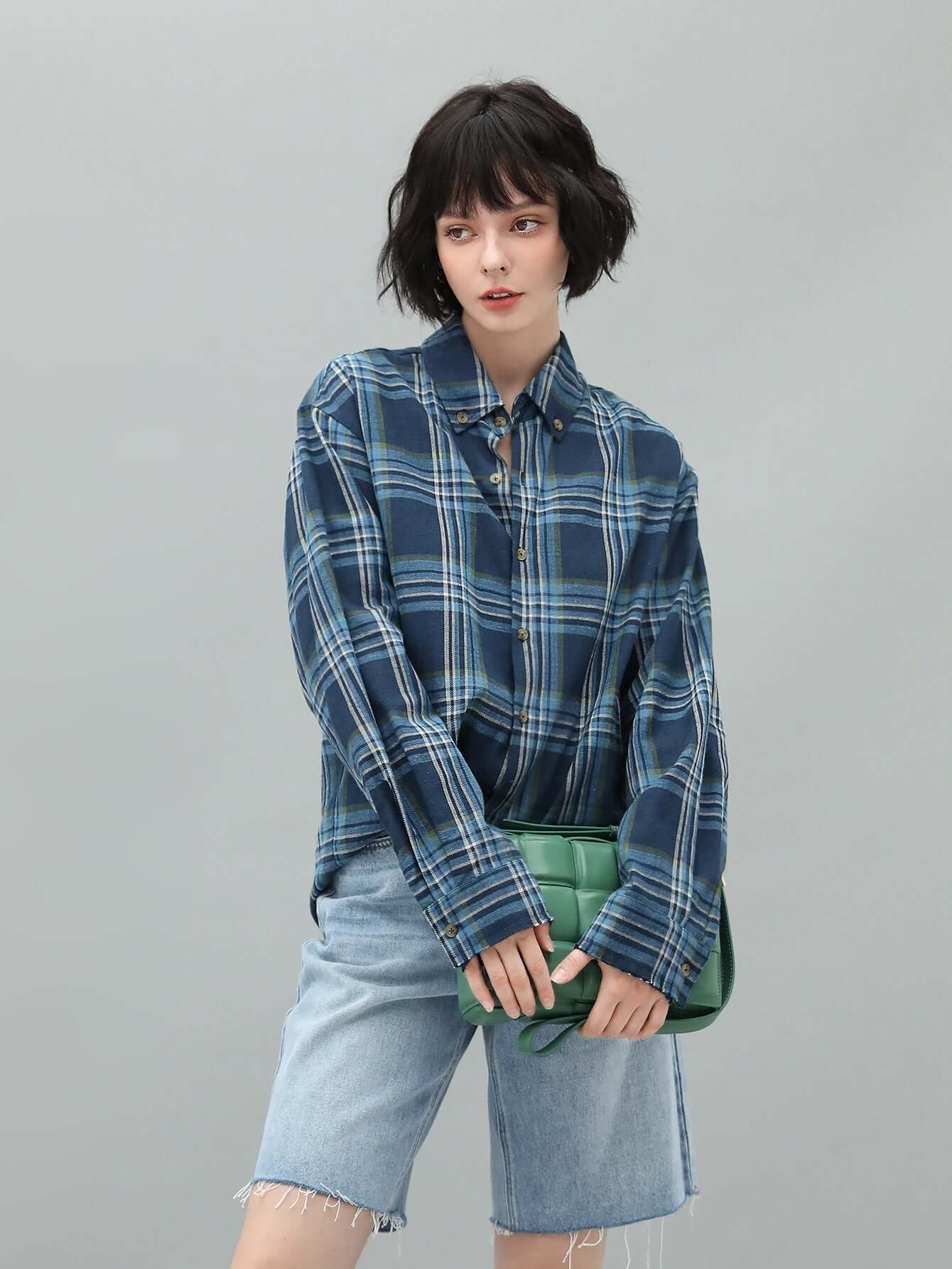 classic everyday plaid shirt all blue 3