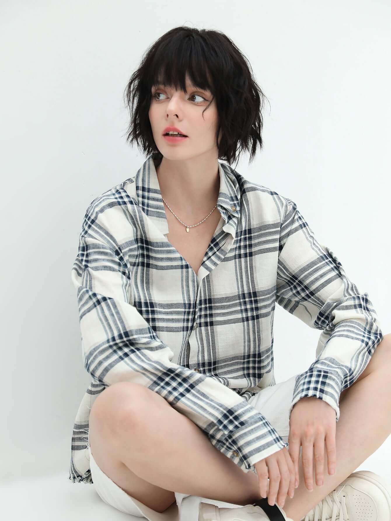 classic everyday plaid shirt all white 3