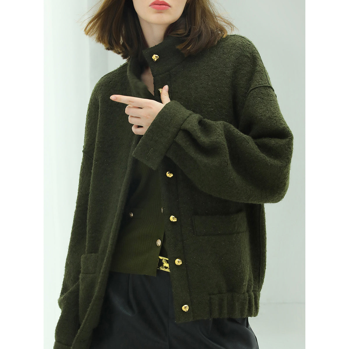 classic green wool coat all green 3