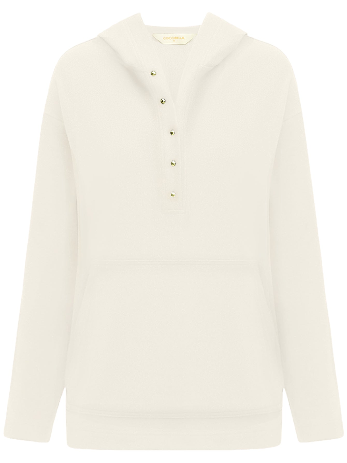 classic hooded sweater with gold buttons all beige 4