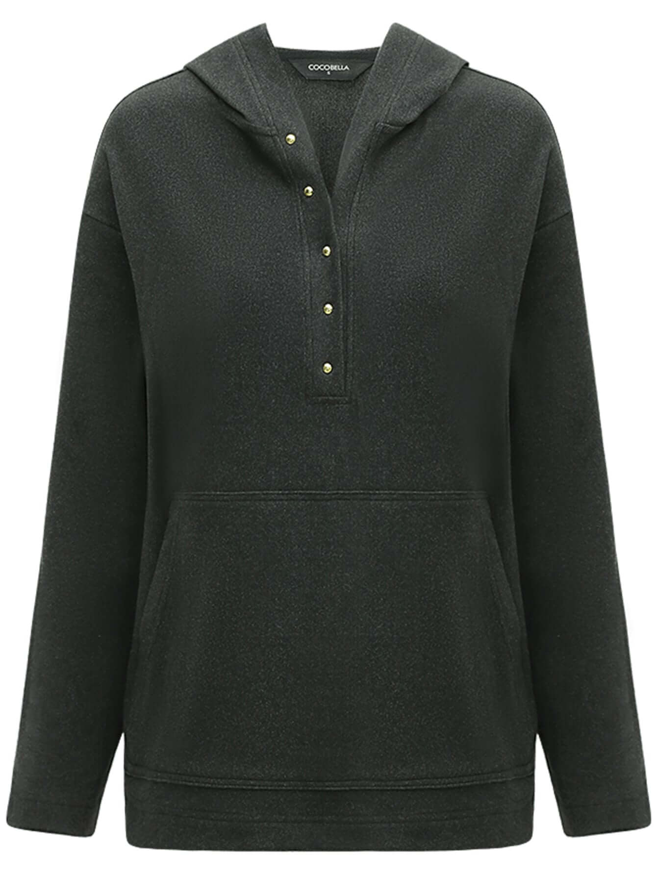 classic hooded sweater with gold buttons all charcoal 4