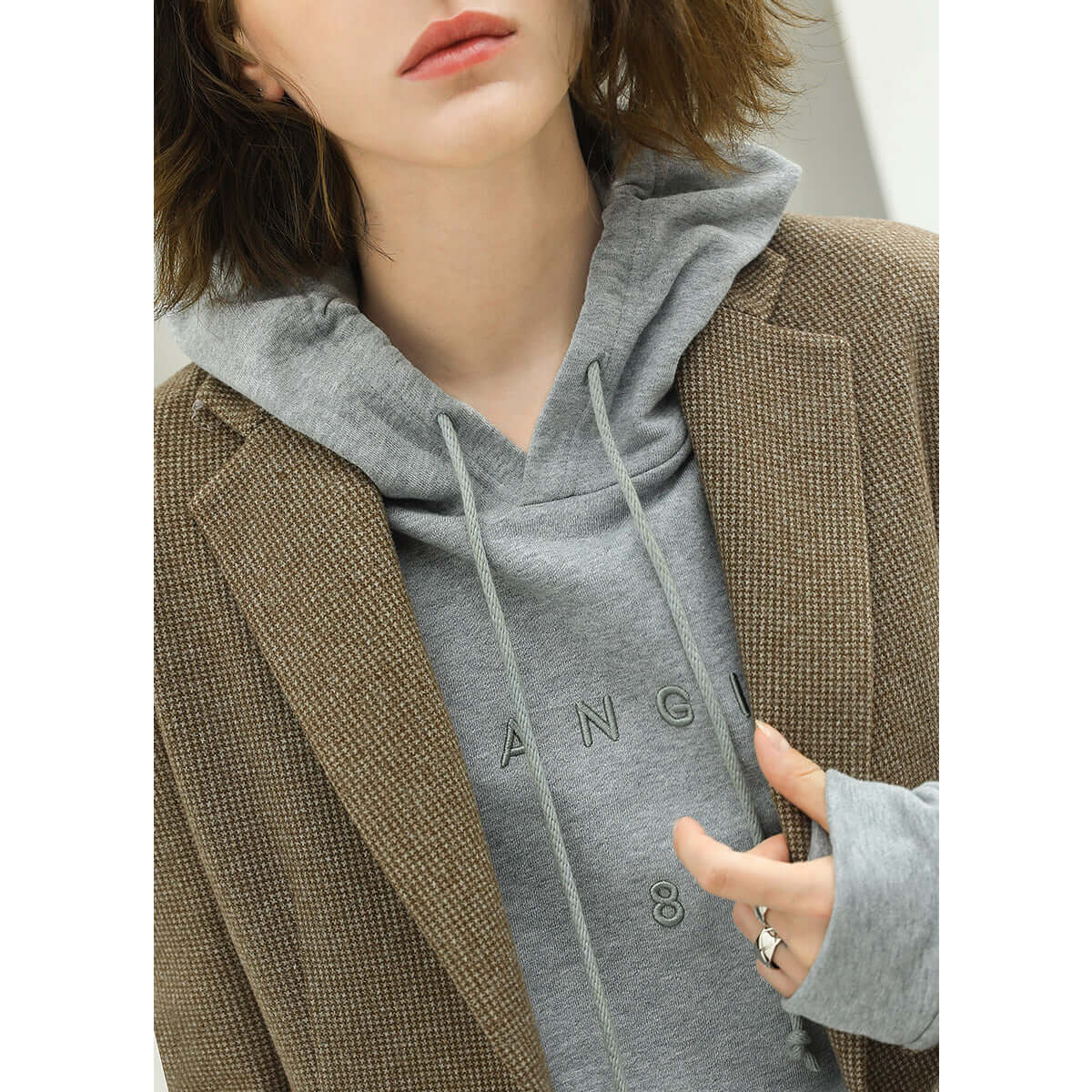 classic houndstooth single breasted khaki blazer all khaki 3