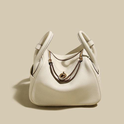 Classic Monte Convertible Leather Shoulder Bag – Pebbled Grain Satchel with Turn-Lock & Detachable Strap