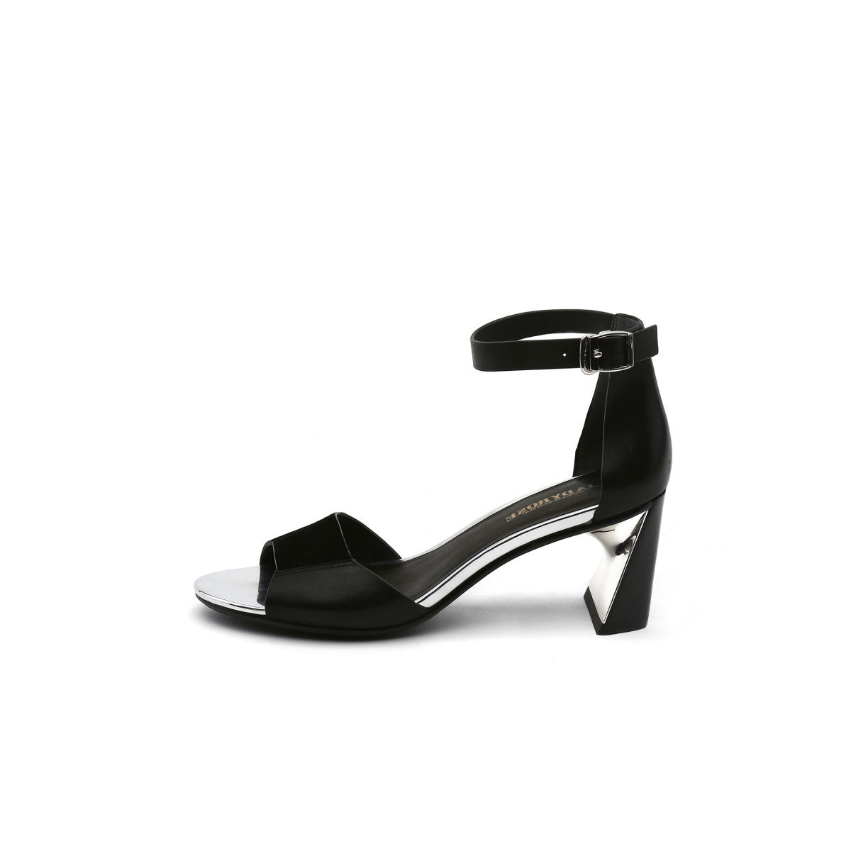 classic open toe ankle strap sandals all black 1
