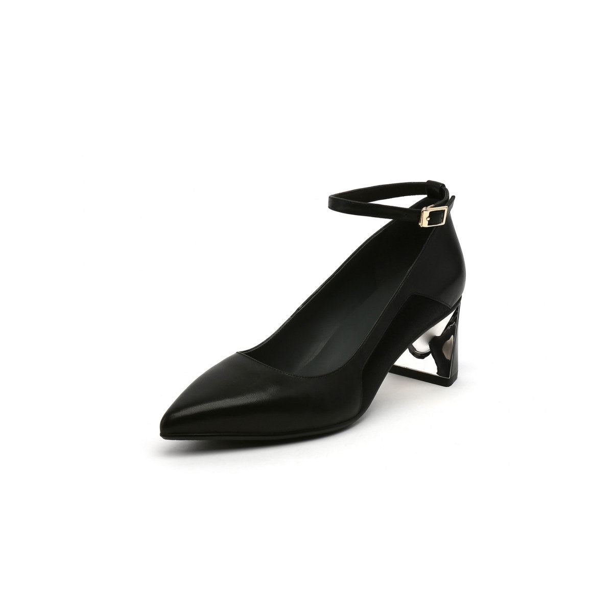 classic pointed toe ankle strap parisienne pumps all black 2