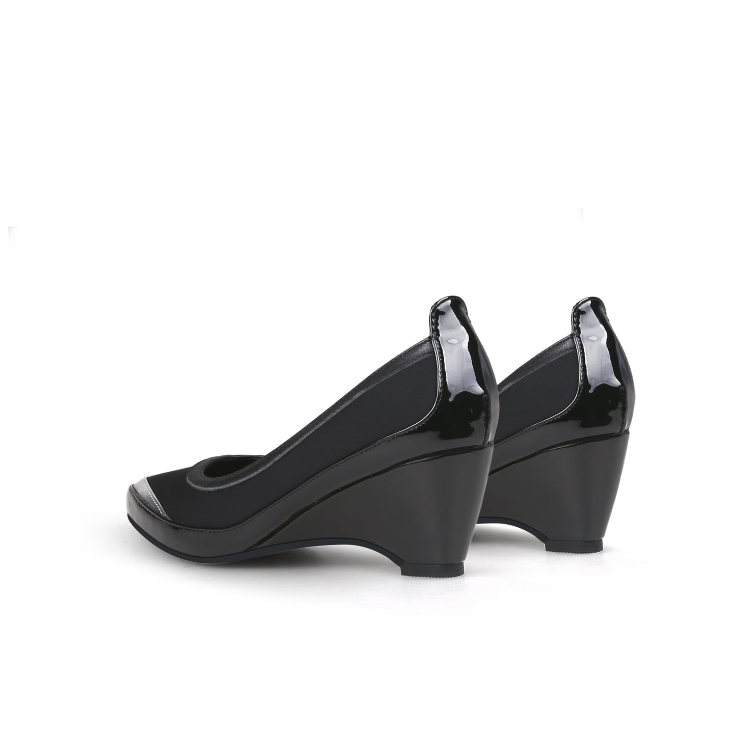 classic slip on formal wedges all black 5