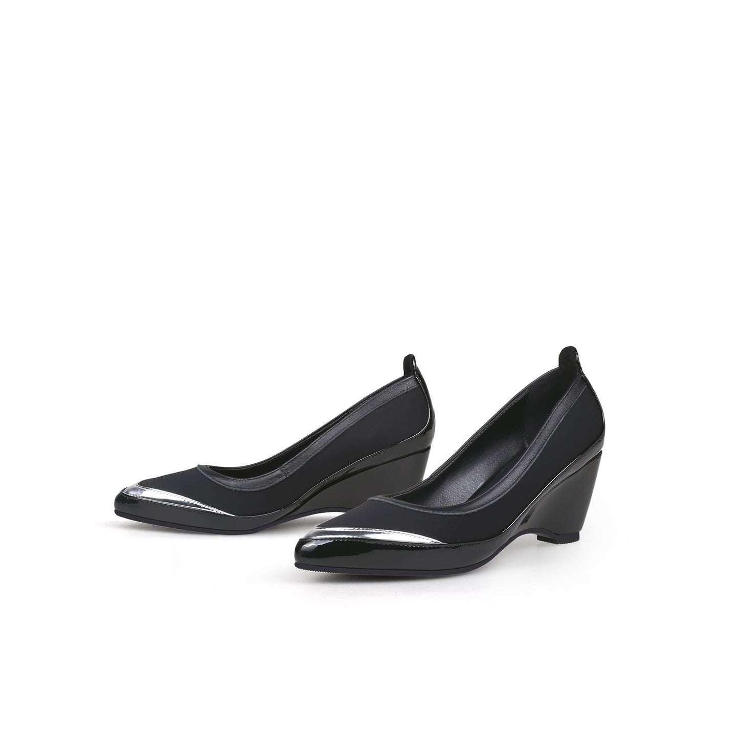 classic slip on formal wedges all black 6