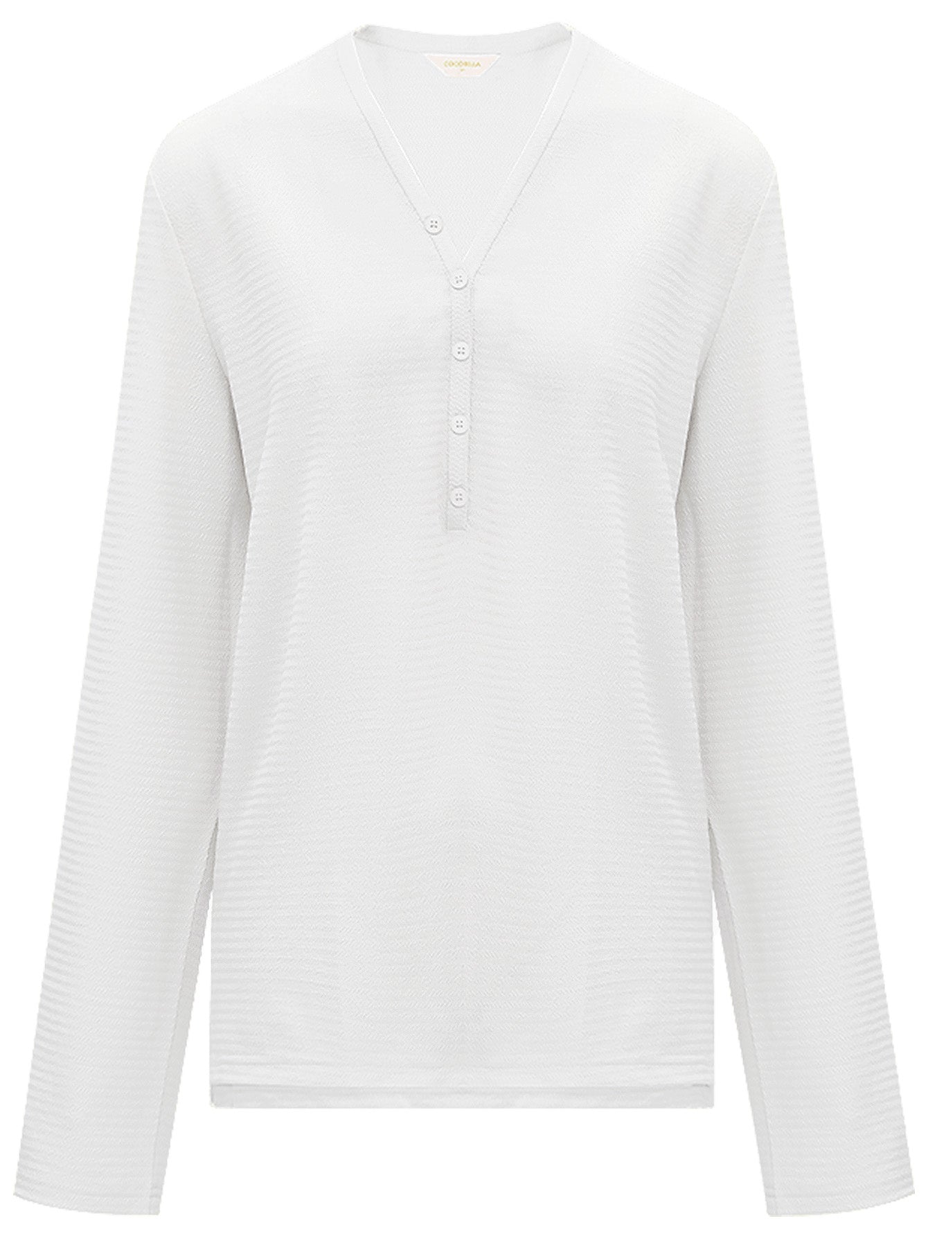 classic v neck jacquard tee all white 4