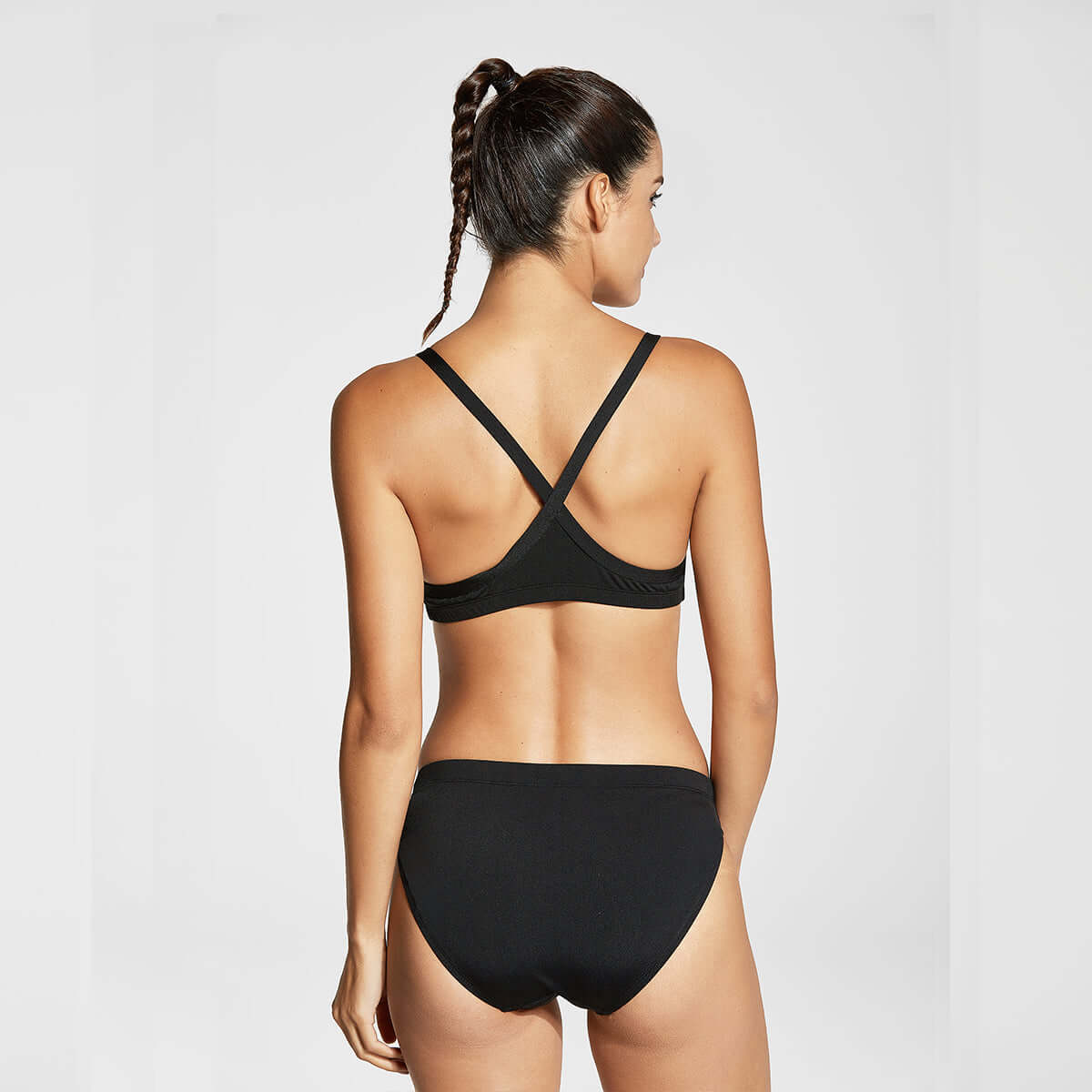 classic water glide athletic two piece bikini set all black 3