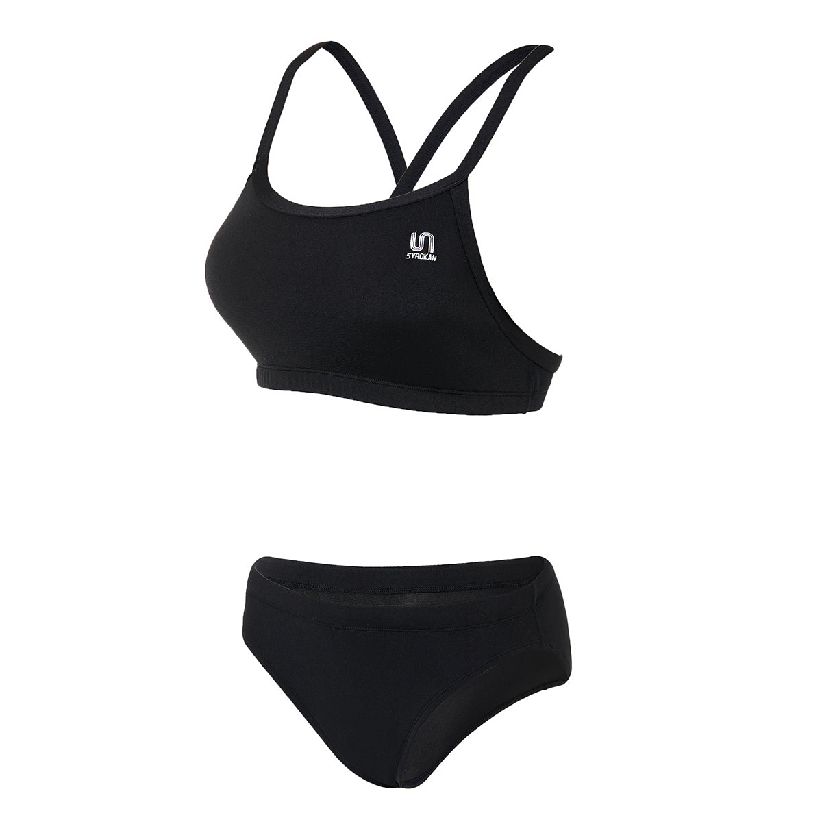 classic water glide athletic two piece bikini set all black 4