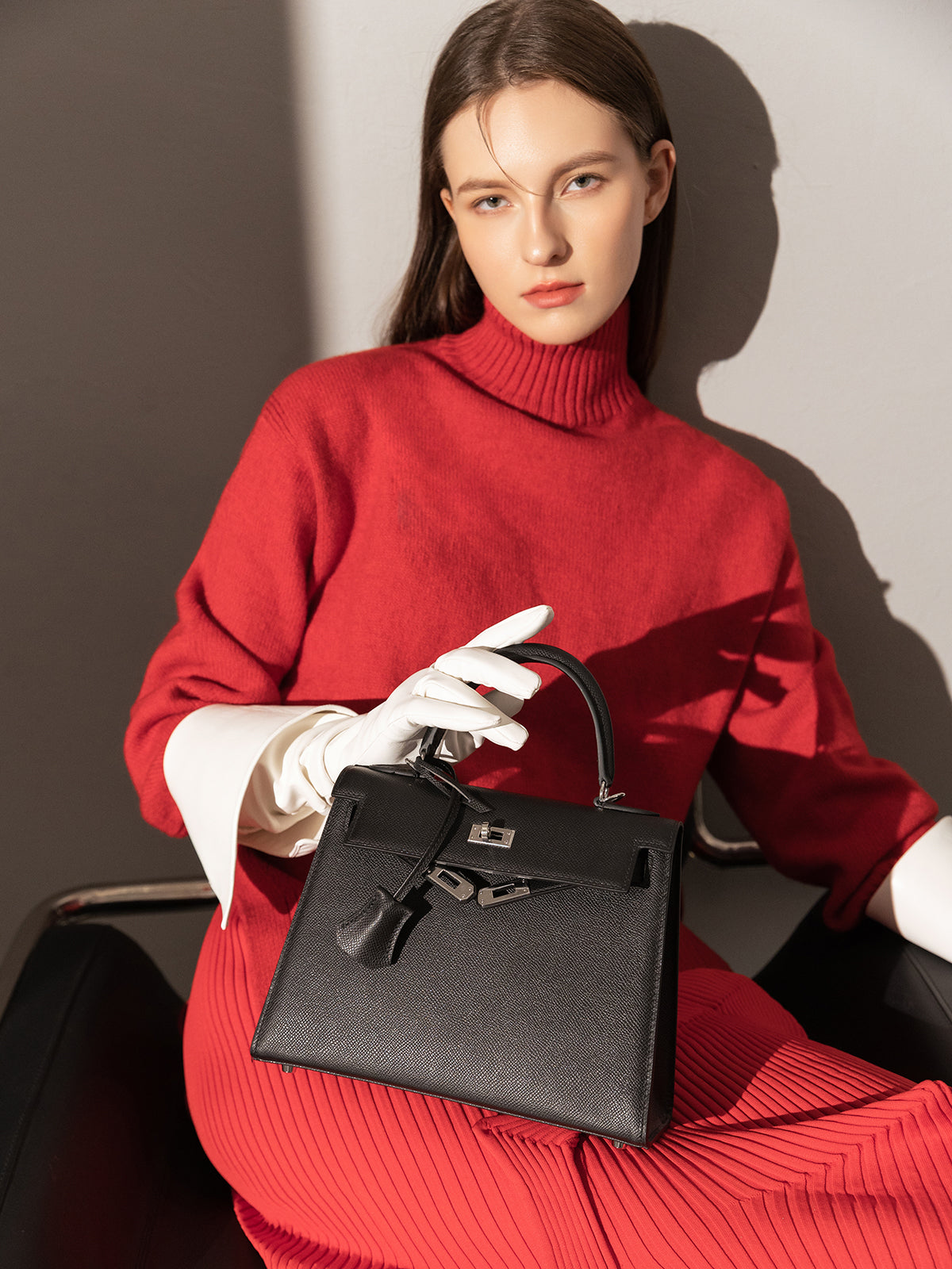 clifton leather top handle bag black 2