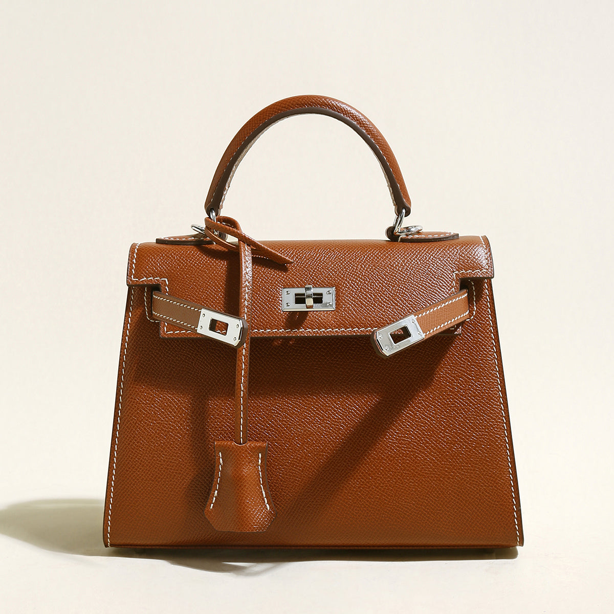 clifton leather top handle bag brown 1