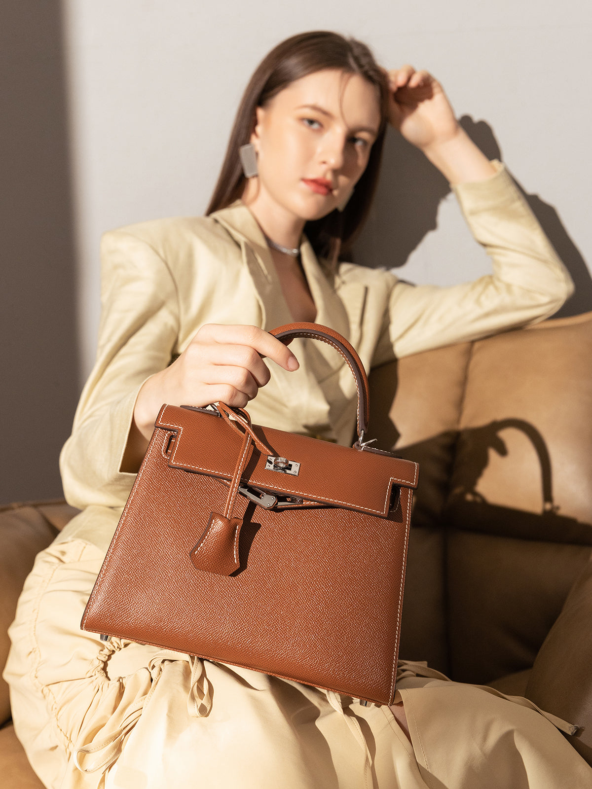 clifton leather top handle bag brown 5