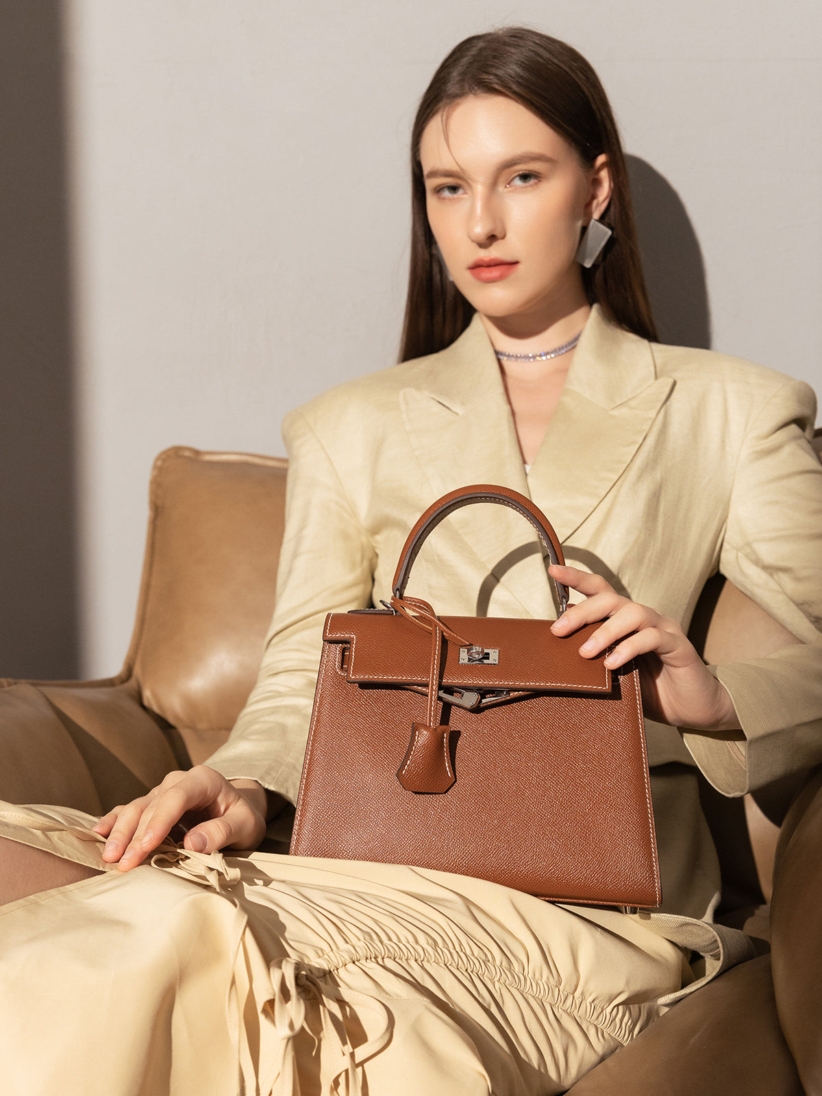 clifton leather top handle bag brown 6