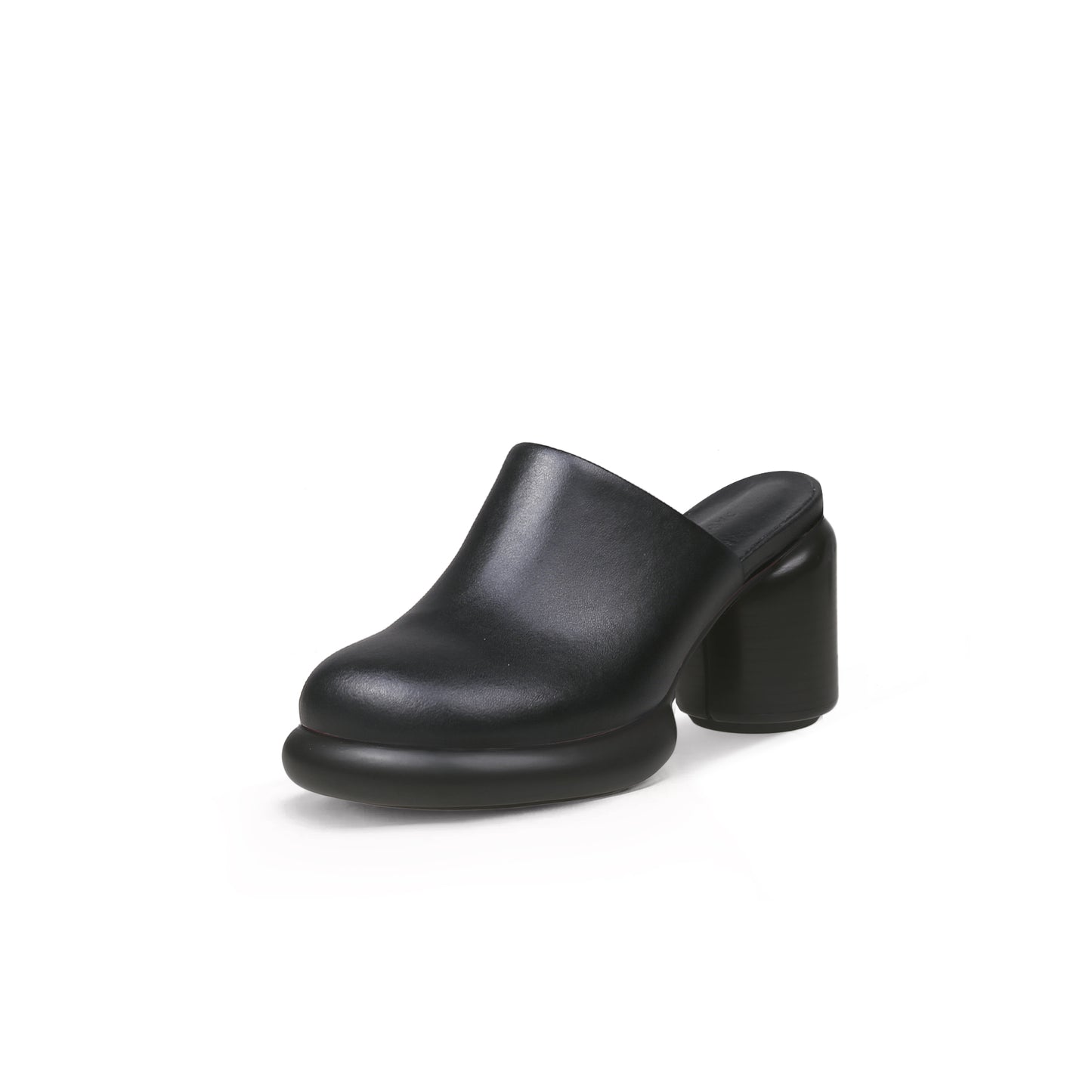 cloud heel leather mules all black 2