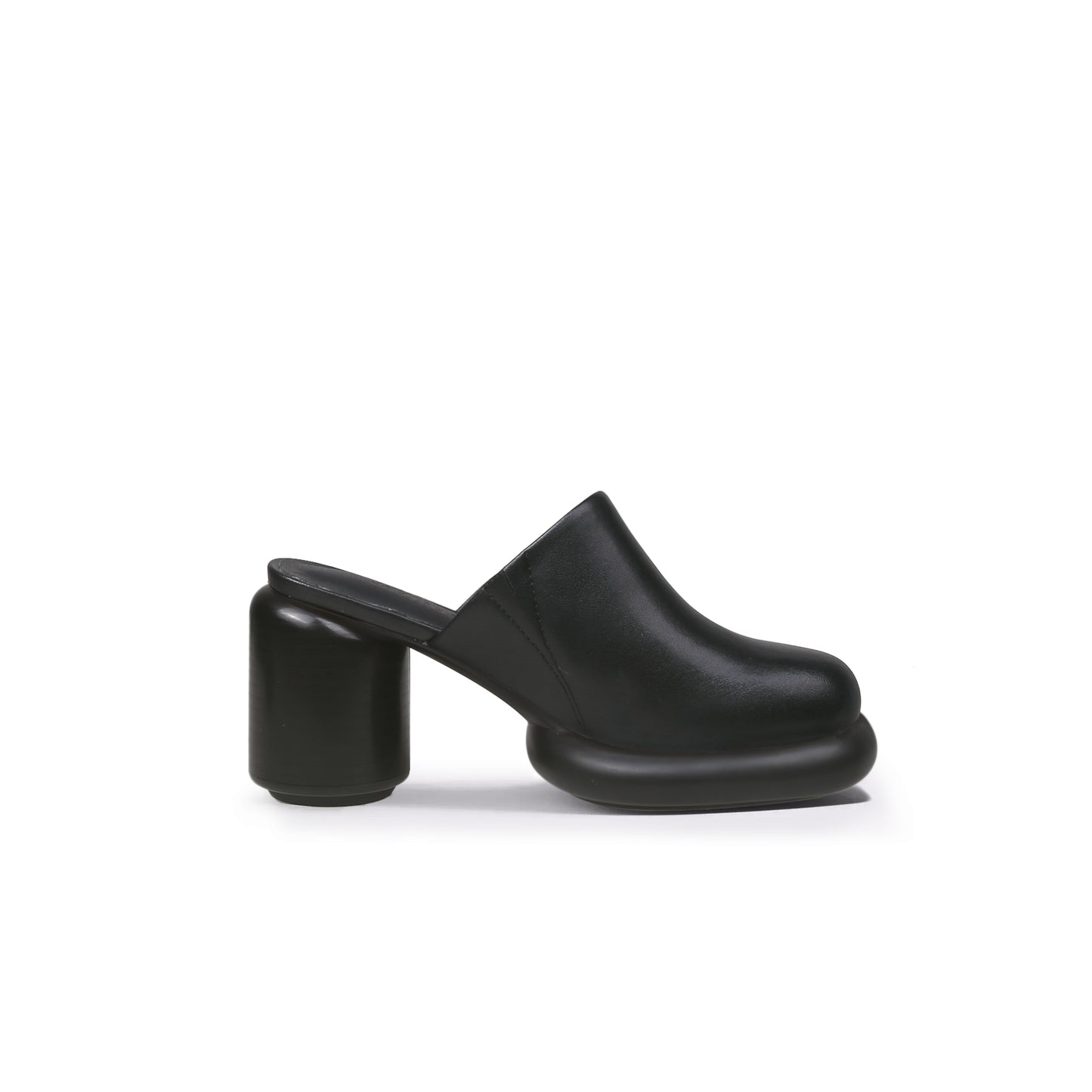 cloud heel leather mules all black 3