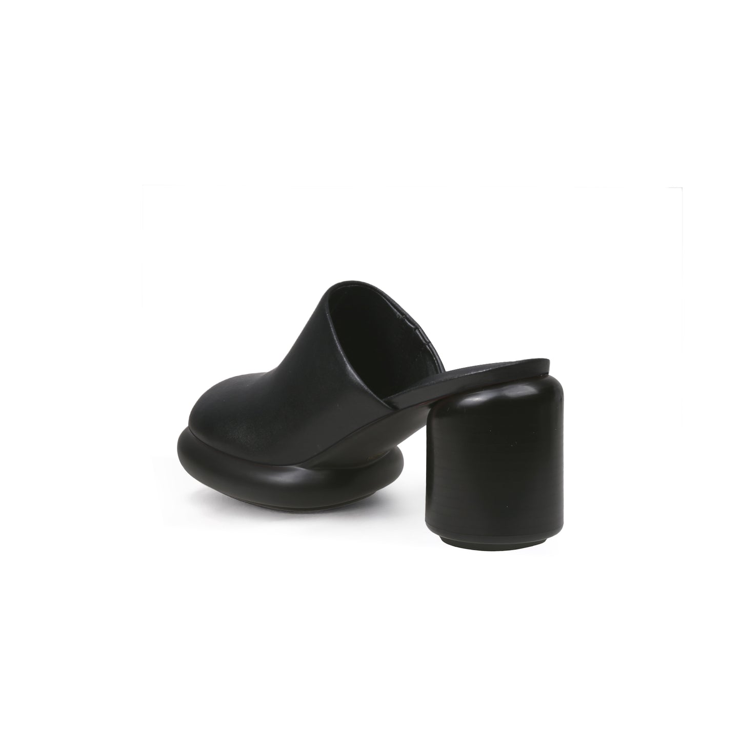 cloud heel leather mules all black 4