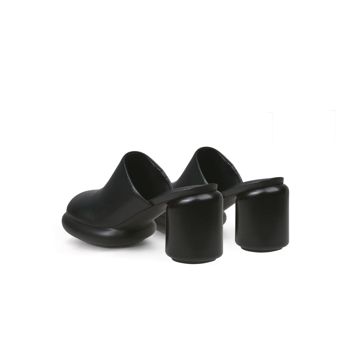 cloud heel leather mules all black 5