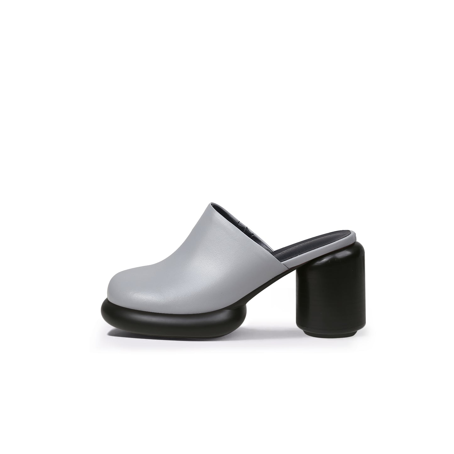 cloud heel leather mules all grey 1