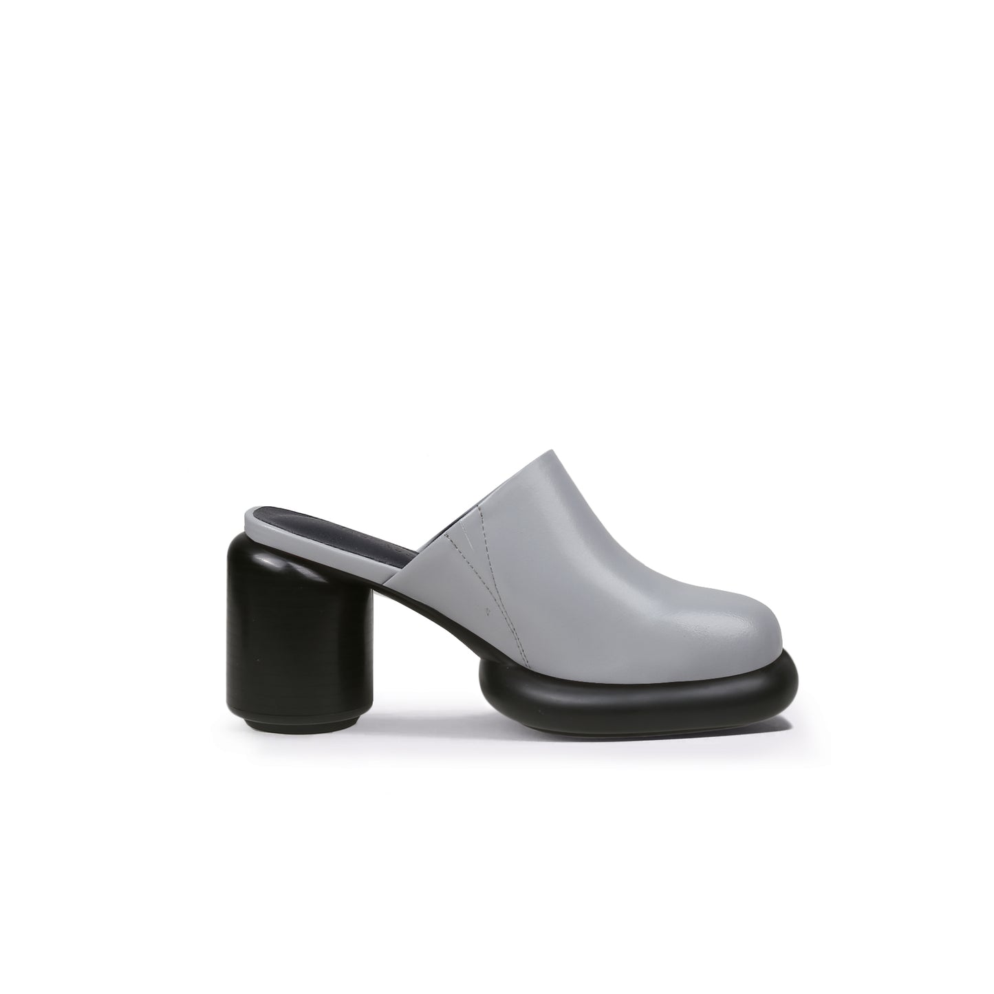 cloud heel leather mules all grey 3