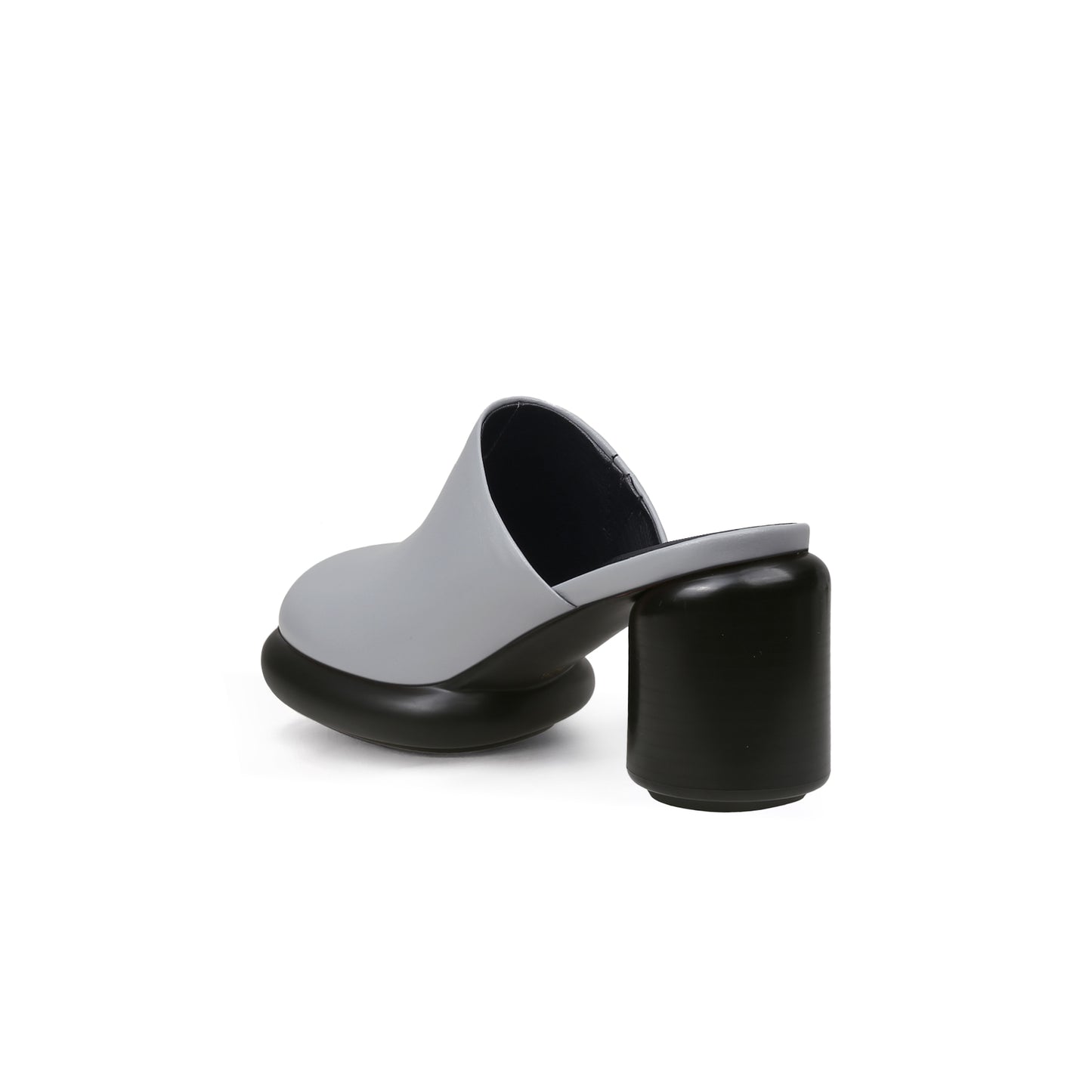 cloud heel leather mules all grey 4