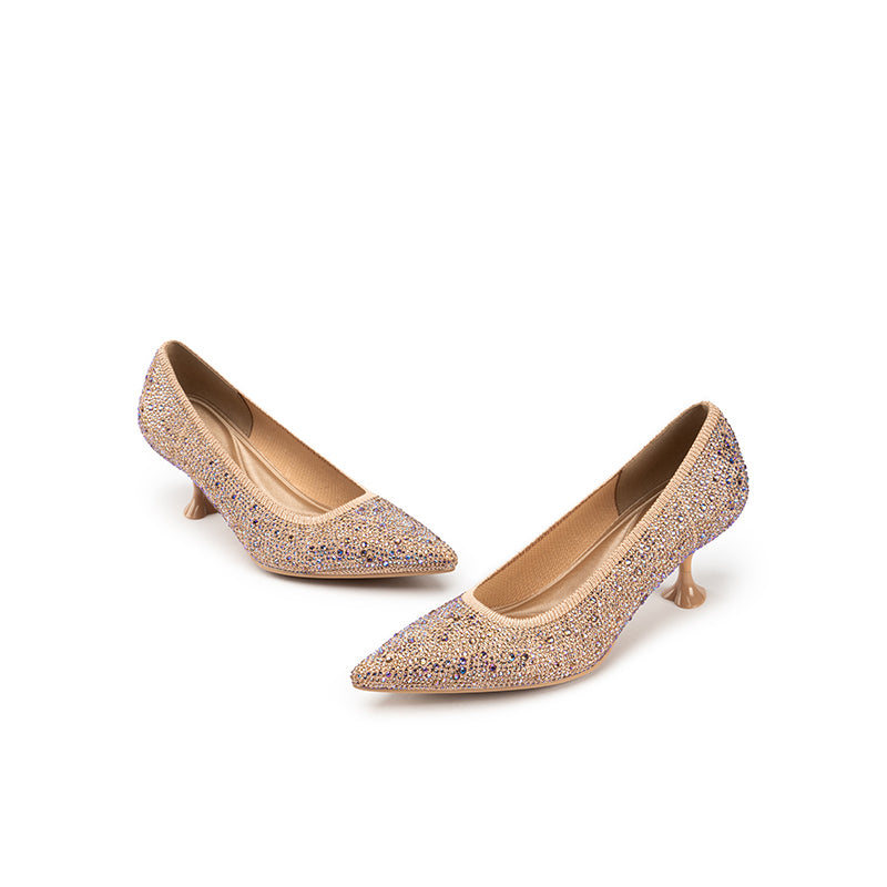 cocktail pointed toe rhinestone kitten heels all gold 4