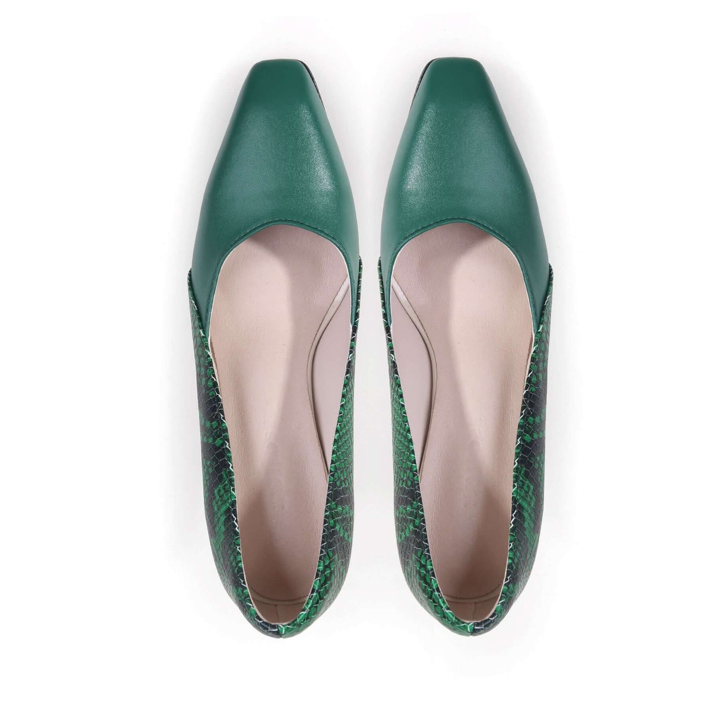 color block faux snake skin pumps all green 8