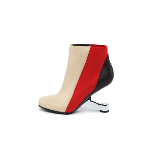 Color Block Leather Ankle Boots