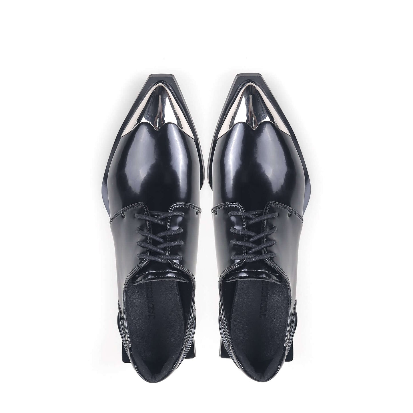 color block low heel oxford shoes all black 8