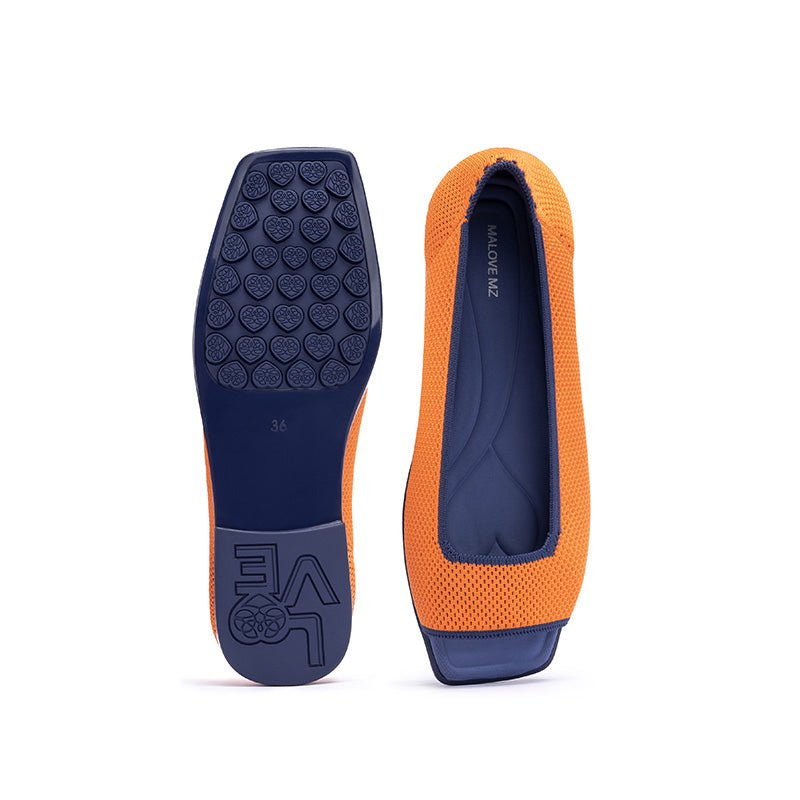 Colorblock Peep Toe Knit Flats – Square Toe Low Heel Sandals