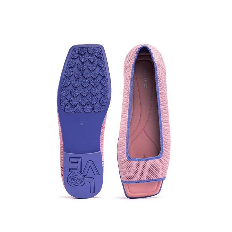 Colorblock Peep Toe Knit Flats – Square Toe Low Heel Sandals