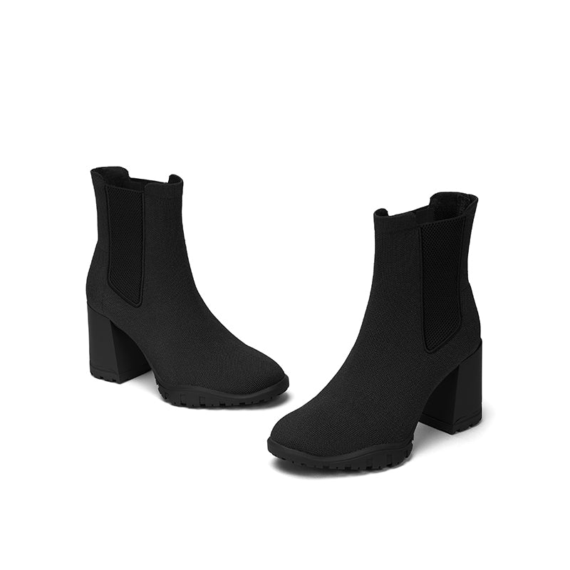 comfortable block heel chelsea boots all black 3