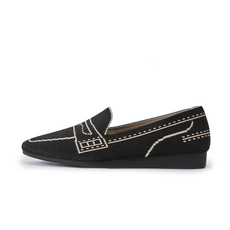 comfortable slip on square toe loafers all black 1