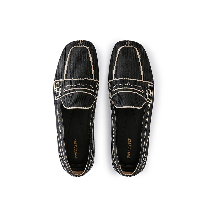comfortable slip on square toe loafers all black 3