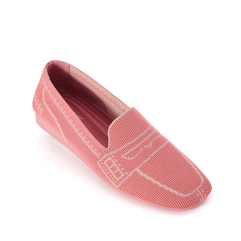 Comfortable Slip On Square Toe Loafers – Contrast Stitch Knit Penny Loafers
