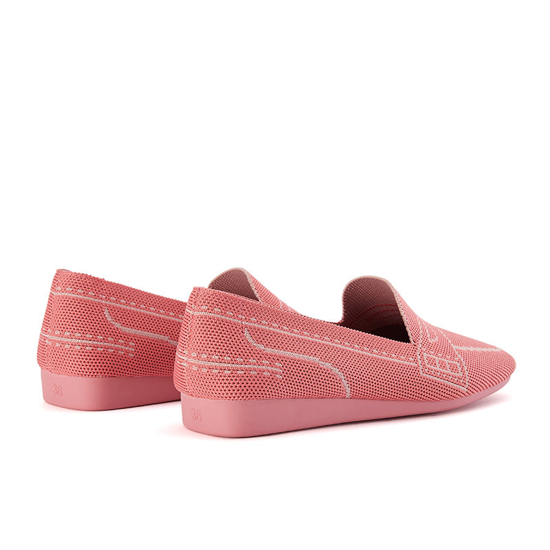 Comfortable Slip On Square Toe Loafers – Contrast Stitch Knit Penny Loafers