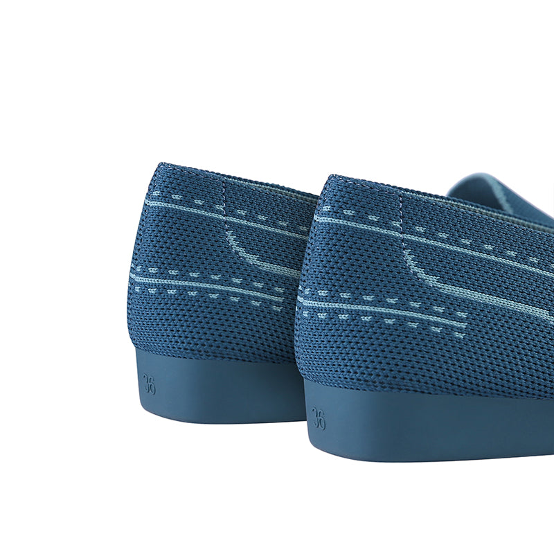 Comfortable Slip On Square Toe Loafers – Contrast Stitch Knit Penny Loafers