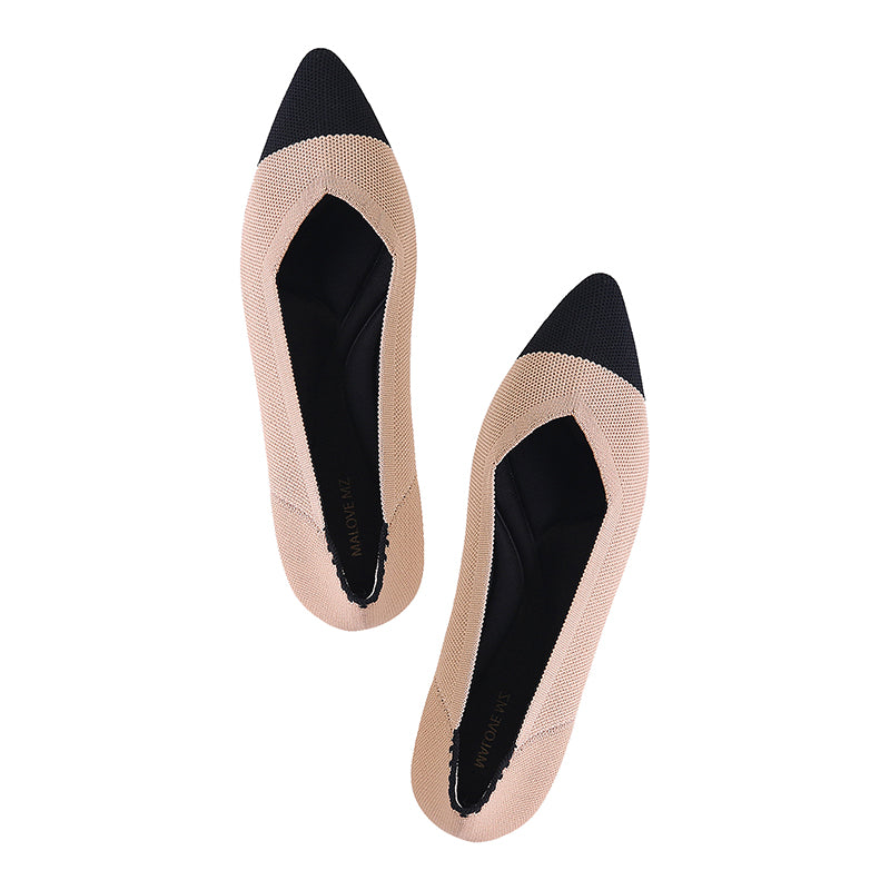 comfortable tweed pointed toe flats all apricot 2