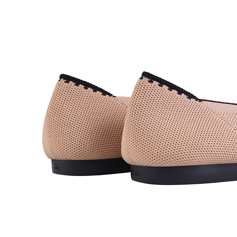 comfortable tweed pointed toe flats all apricot 3